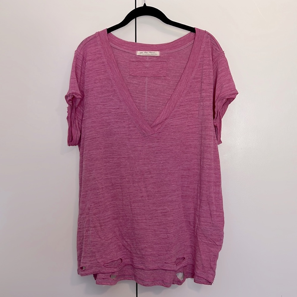Free People / We the Free distressed V-Neck Tee